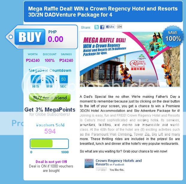 Mega Raffle Deal WIN a Crown Regency Hotel and Resorts 3D 2N DADVenture Package for 4 Mega Raffle Deal WIN a Crown Regency Hotel and Resorts 3D 2N DADVenture Package for 4