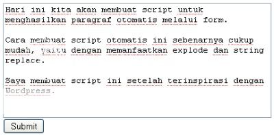 Script PHP Paragraf Otomatis Via Form