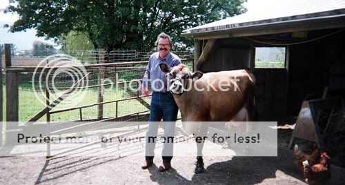 Gordon Watson, with cow Maple at Home on the Range farms