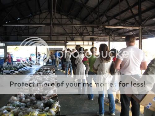 customers line up to buy local food from a coop in Athens Georgia